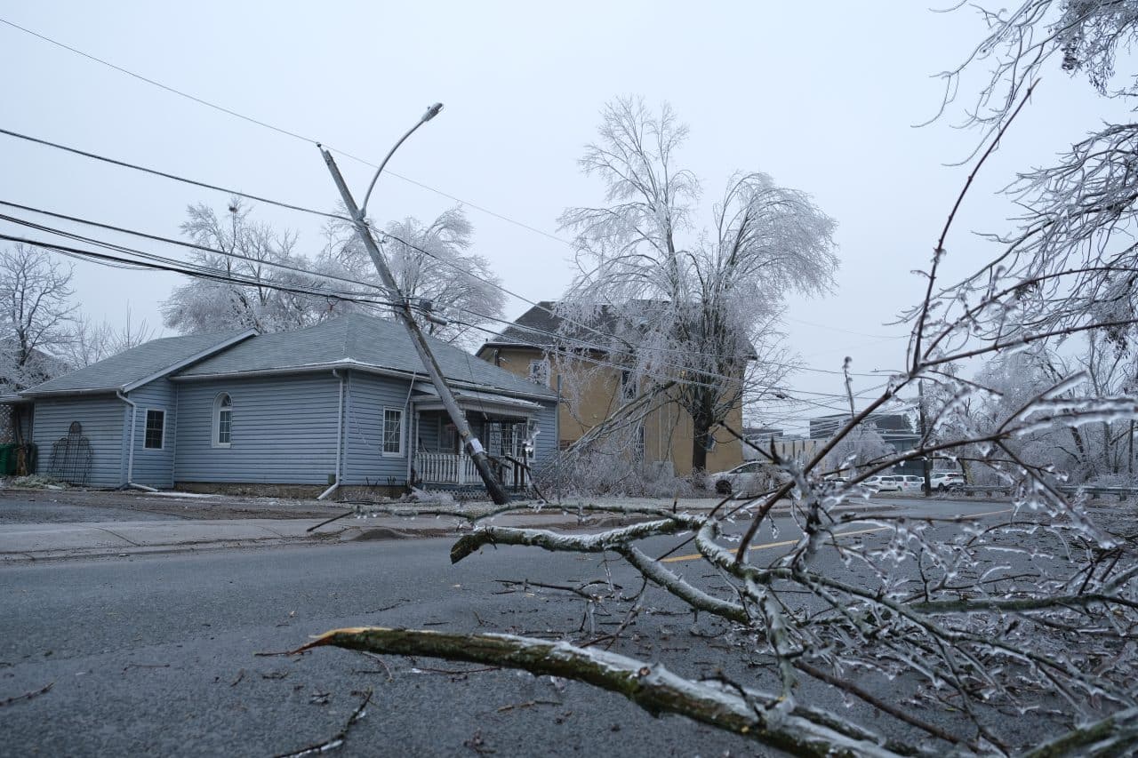 Power Outages Persist in Peterborough Following Ice Storm 5 Driscoll Hydro Pole