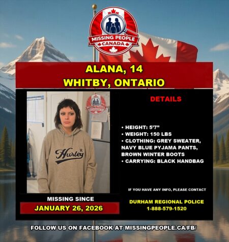 Alana, 14, Missing in Whitby Since January 26, 2026 Alana, 14, Missing in Whitby Since January 26, 2026