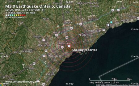 Earthquake-Like Activity Reported Near Toronto, Canada Earthquake-Like Activity Reported Near Toronto, Canada