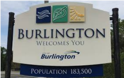 Burlington welcome sign Nov 2024