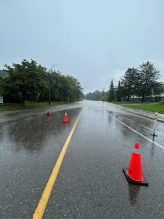 AUGUST 18 FLOOD King Street at Cooksville Bridge - pylons on the road