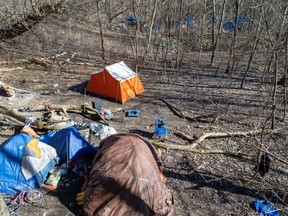 A homeless encampment