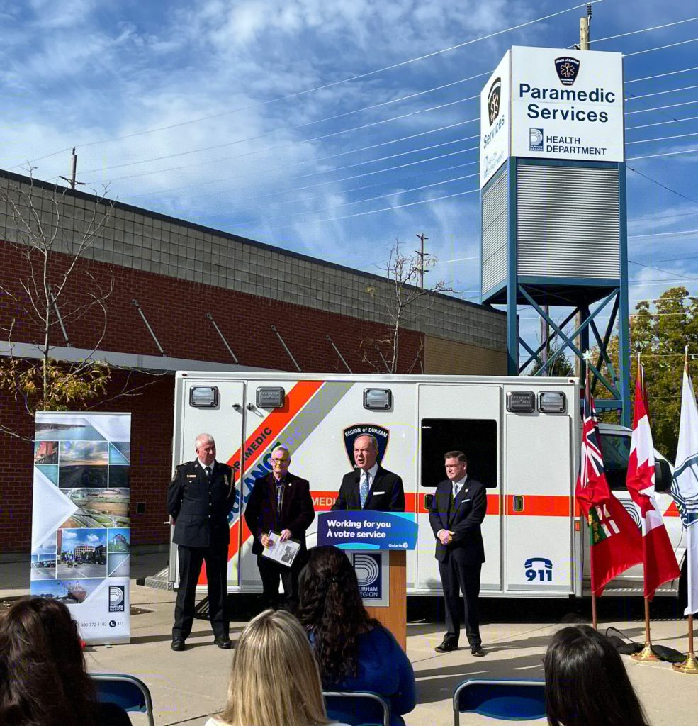 Pickering hosts major funding announcement for paramedics ambulance services in