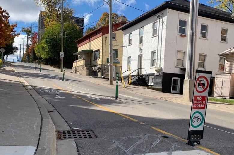 bike lane coming down a steep hill