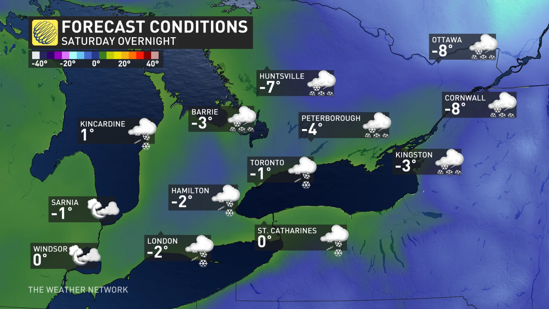Baron - Ontario Saturday overnight temperatures - Dec5