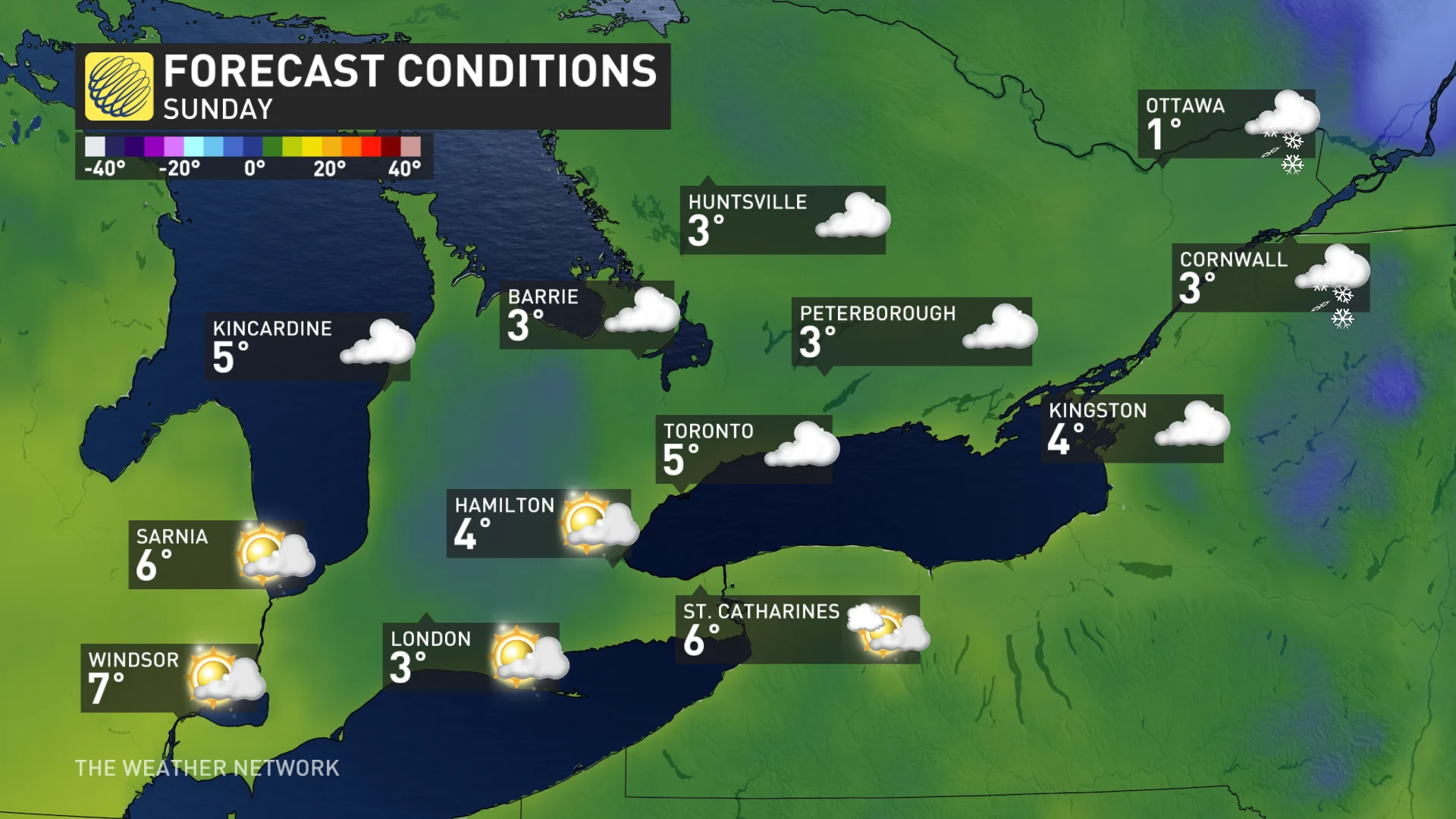 Baron - Ontario Sunday temperatures - Dec5