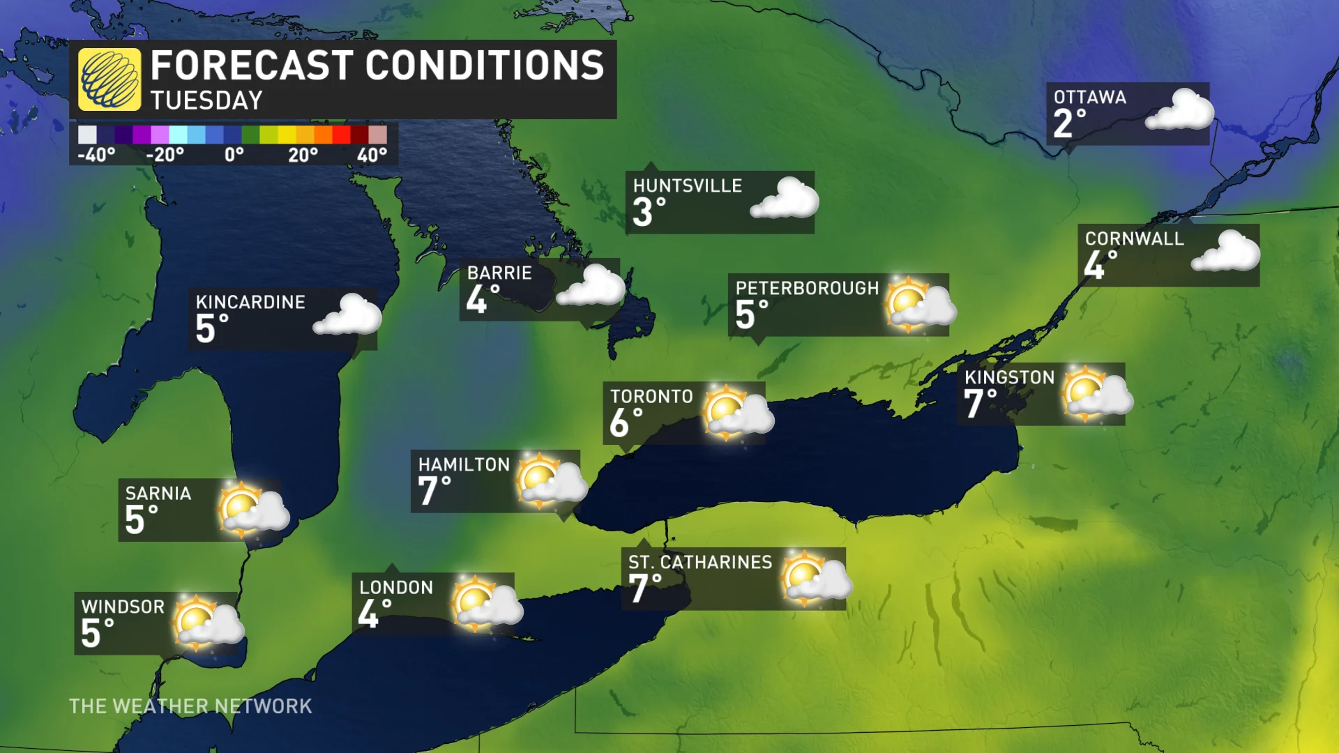 Baron - Ontario Tuesday temperatures - Dec5