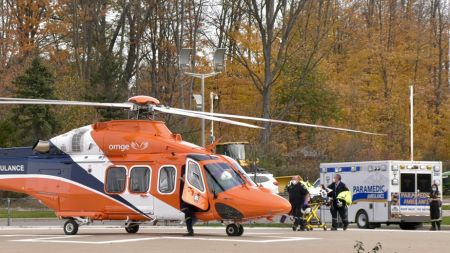 Driver airlifted after a crash that left one vehicle overturned