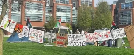 Pro-Palestine encampment set up at Oshawa's Ontario Tech University