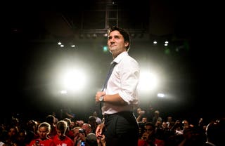 Trudeau speaks to supporters during a campaign stop in Toronto on August 17, 2015