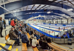 The crowd in Port Elgin watches the 2022 Ontario Tankard final between Team Howard and Team Epping at The Plex. Greg Cowan/The Sun Times