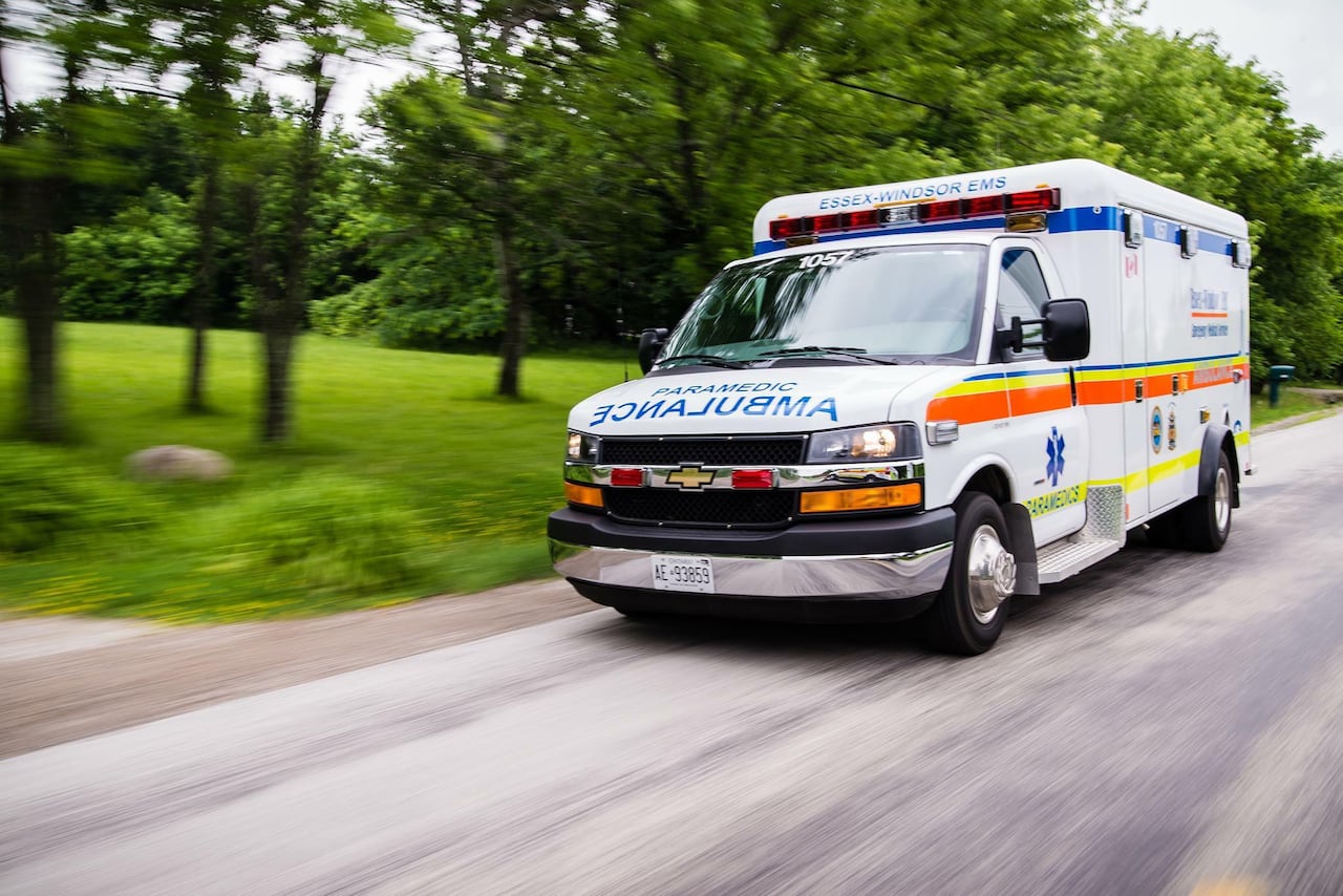 An ambulance responds to a call in Windsor-Essex.