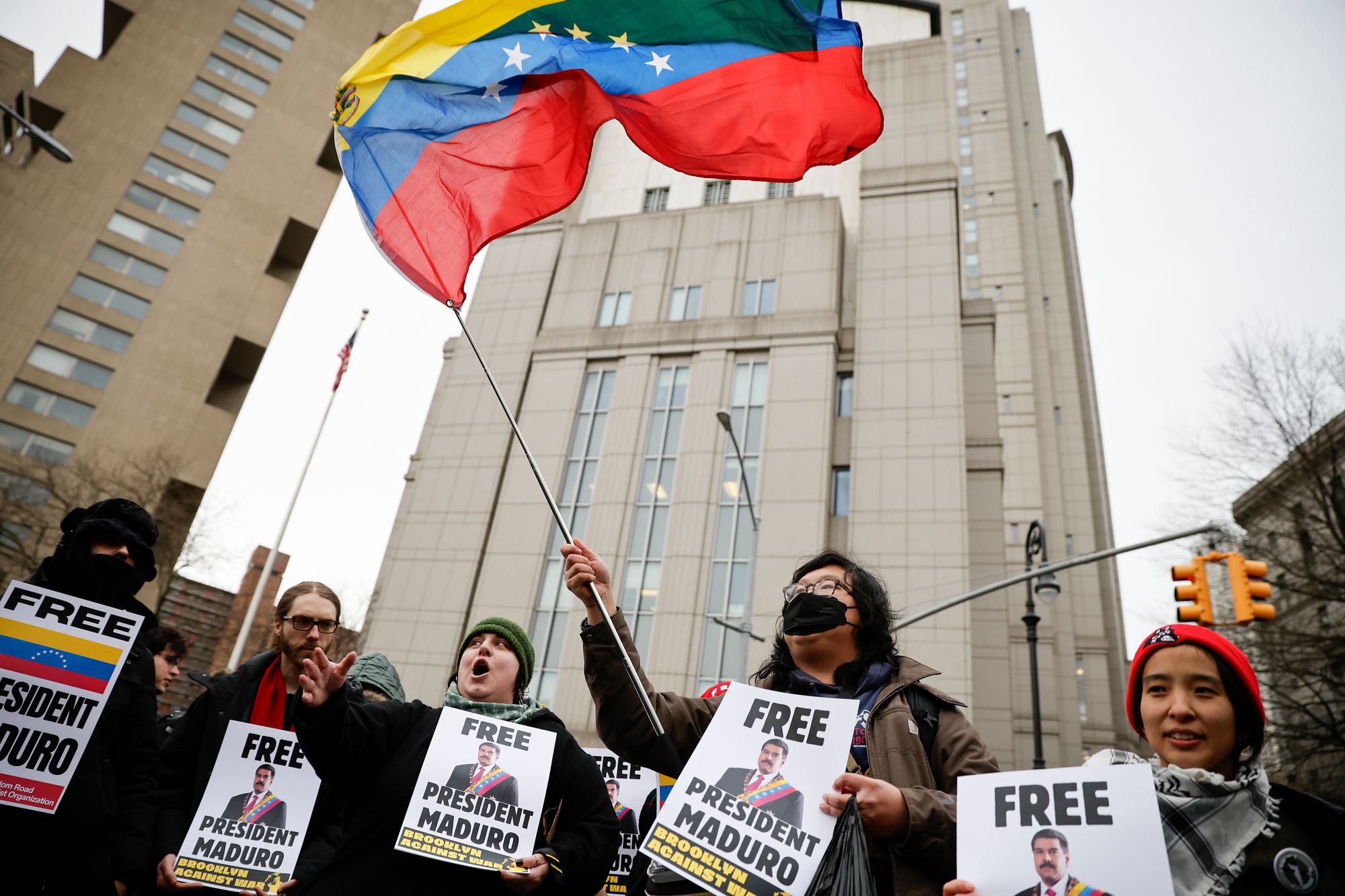 Protesters outside of the Manhattan courthouse called for Maduro’s release ahead of his arraignment.
