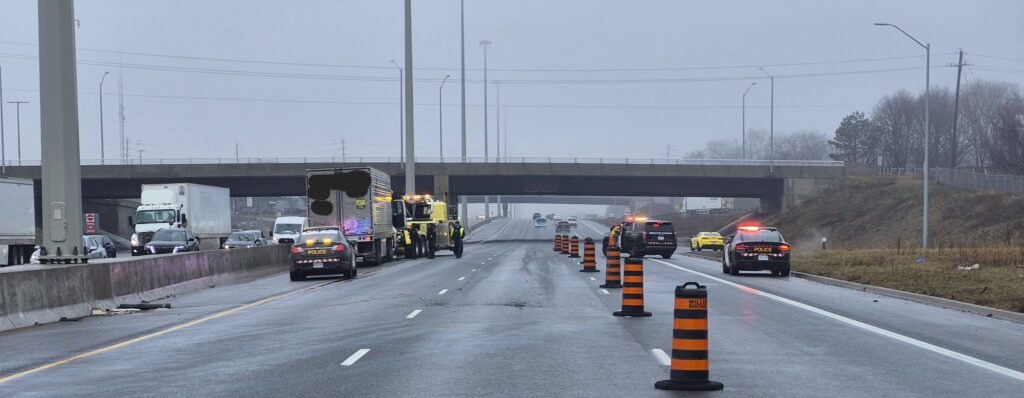 Fuel Spill Closes Lanes on Highway 401 in Whitby