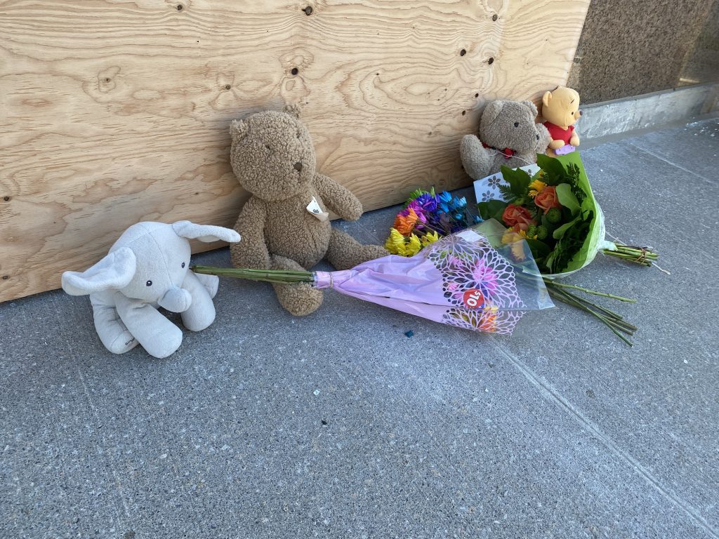 A memorial outside First Roots Early Education Academy in Richmond Hill, Ont., as seen on Sept. 11, 2025