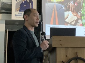 man at podium