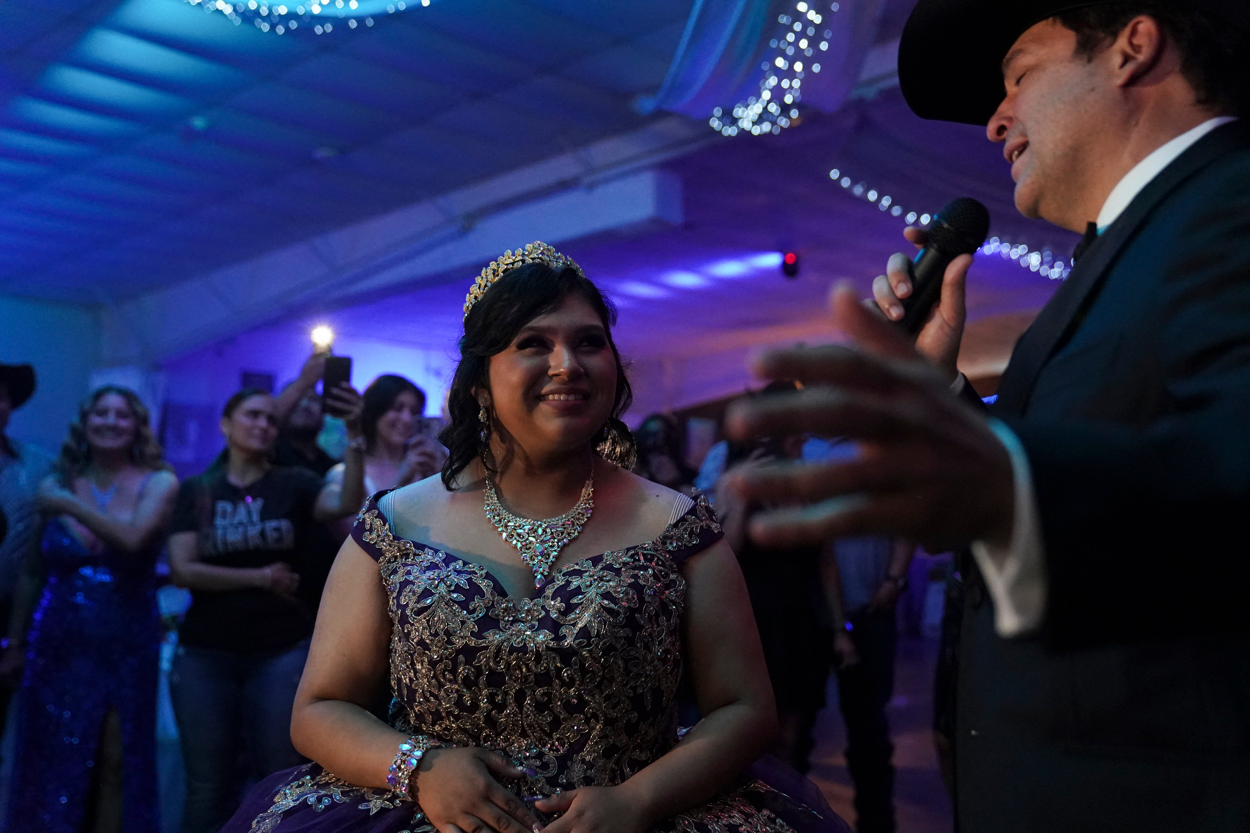 Latin Grammy winner and Democrat candidate for Texas' 15th Congressional District Bobby Pulido sings at Melanie Nieto's quinceanera party on March 14, 2026.