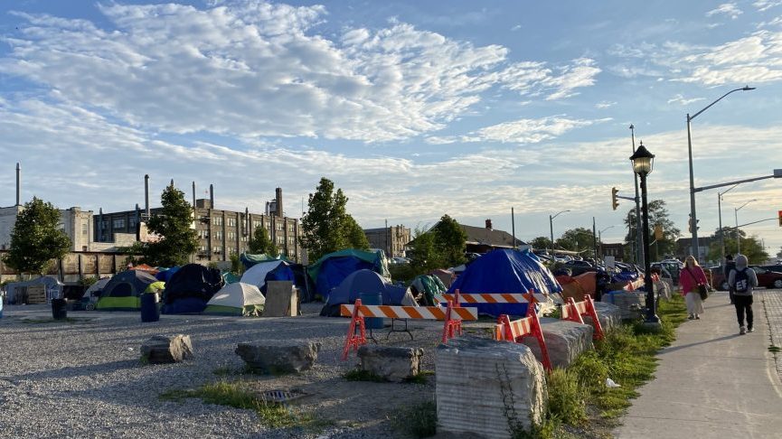 The encampment located at 100 Victoria Street is one of the largest in the region. (Josh Piercy/570 News Radio)