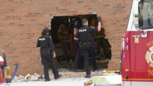 Jeep Crashes into Gym Wall in London, Ontario