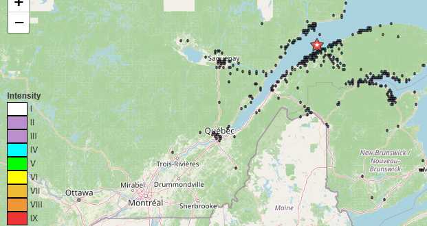 Earthquake Shakes Eastern Quebec Near St. Lawrence River Earthquake Shakes Eastern Quebec Near St. Lawrence River