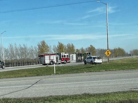 Semi Truck Rollover Slows Traffic on Trans-Canada Highway