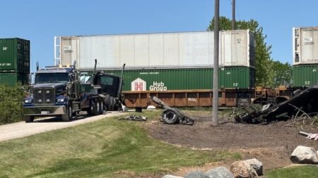 Truck Driver Injured in Train Collision Near London Truck Driver Injured in Train Collision Near London