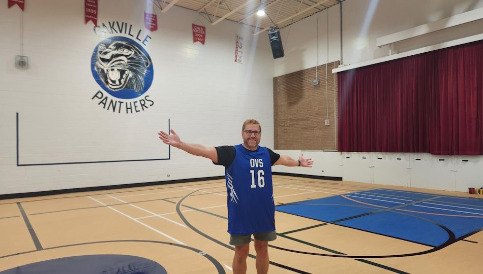 Mark Sokolowski sporting a Panthers jersey in the gym (File photo/Portage Online Brittany Boschman)