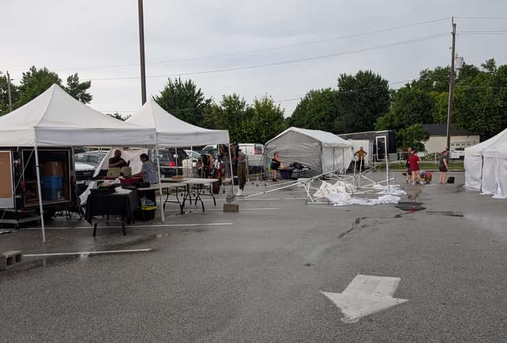 Storm damage seen at the Essex Sports Centre Complex, July 3, 2026. Photo by Isabella Milner/Blackburn Windsor Summer Road Crew.