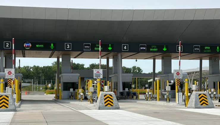 (A photoof toll booths atthe Gordie Howe International Bridgeby Maureen Revait)