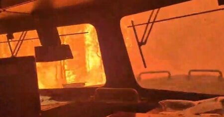 Armstrong, Ontario train hit by wildfire flames in video Armstrong, Ontario train hit by wildfire flames in video