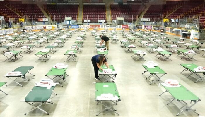 Empty Thunder Bay Arena Prepared for Wildfire Evacuations Empty Thunder Bay Arena Prepared for Wildfire Evacuations