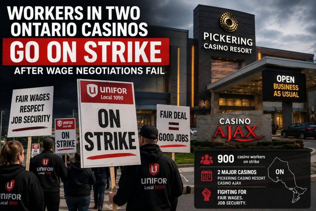 Casino Workers in Ontario Strike Over Pay Dispute Casino Workers in Ontario Strike Over Pay Dispute