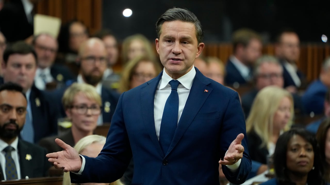 Conservative Leader Pierre Poilievre rises during Question Period on Parliament Hill in Ottawa on Monday, Sept. 21 2026.