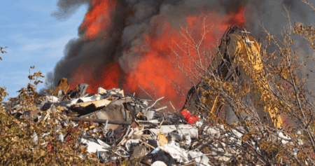Major Fire Breaks Out at Kingston Scrap Yard