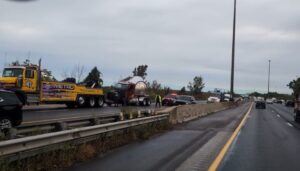 Traffic Jam on Highway 403 After Truck Accident
