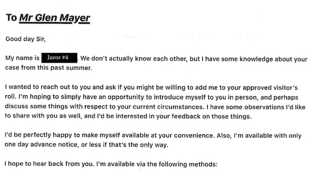 Juror Reaches Out to Convicted Murderer in Windsor Juror Reaches Out to Convicted Murderer in Windsor