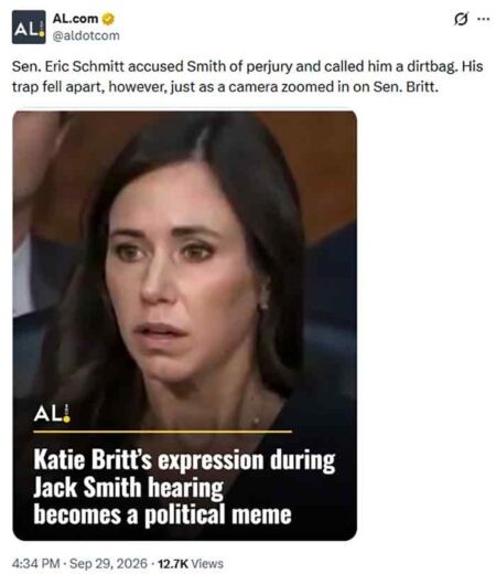 Katie Britt Senate hearing reaction epic failure